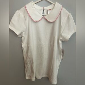 Gymboree NWT White knit top with‎ pink trim. Size 12